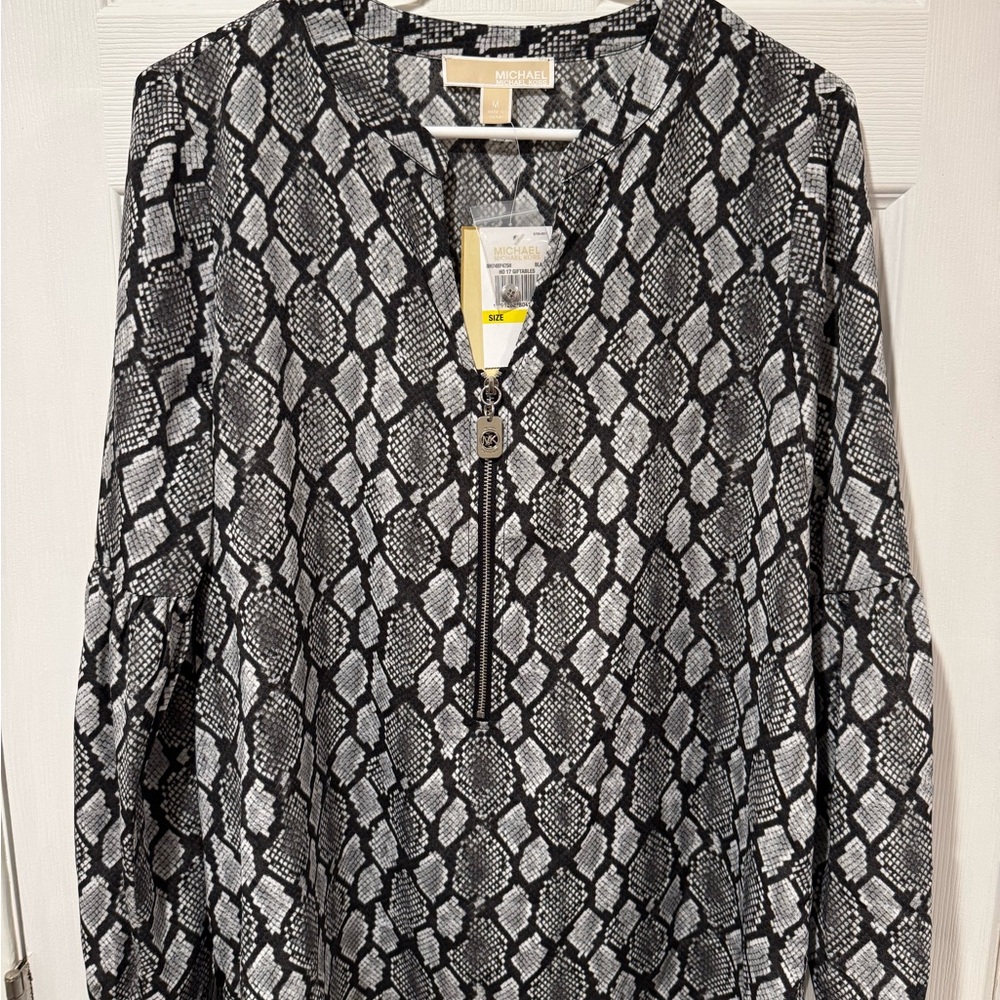 Michael Kors Monochrome Geometric Snake Print Blouse